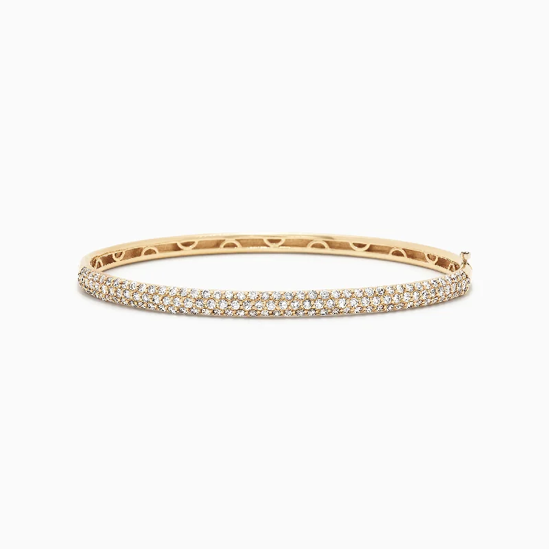 D'Oro 14K Yellow Gold Diamond Pave Bangle, 1.87 TCW