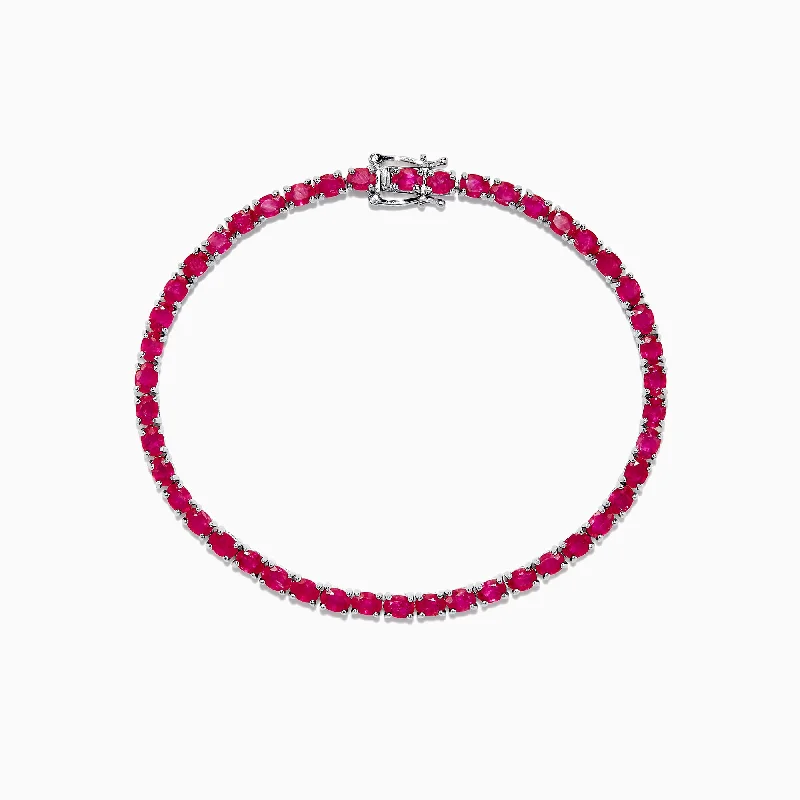 Ruby Royale Sterling Silver Ruby Tennis Bracelet, 6.99 TCW