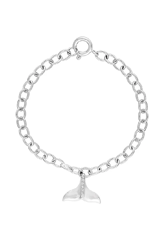 Seaside Sterling Silver Diamond Whale's Tail Bracelet, 0.07 TCW