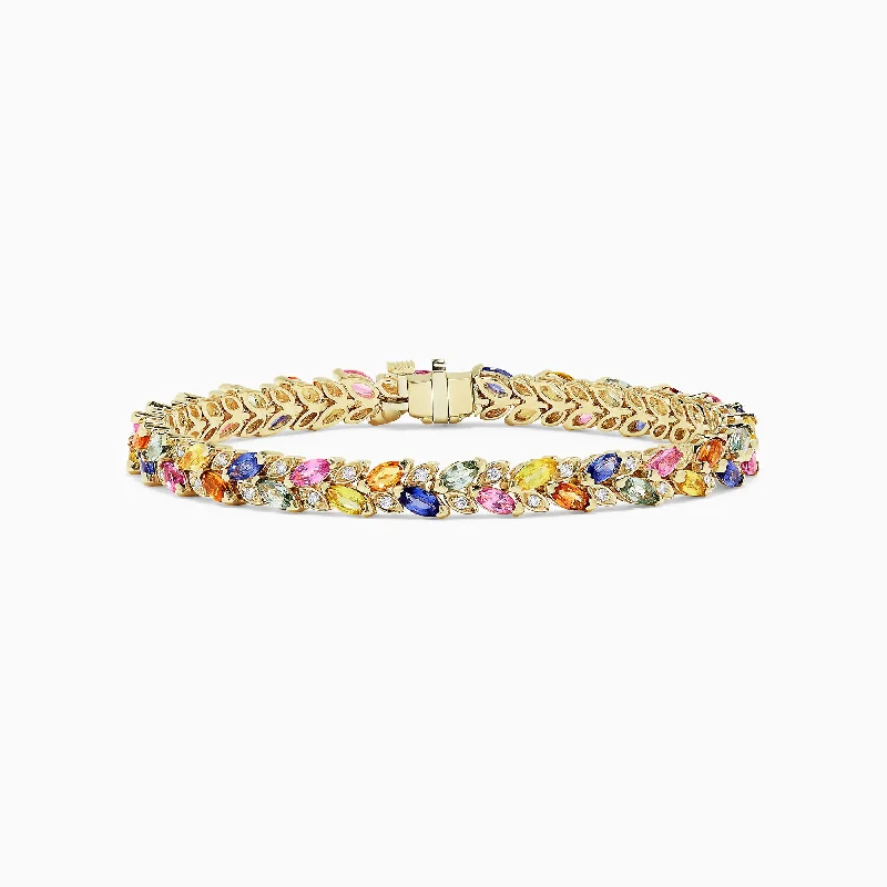 Watercolors 14K Gold Multi Sapphire & Diamond Bracelet, 11.09 TCW