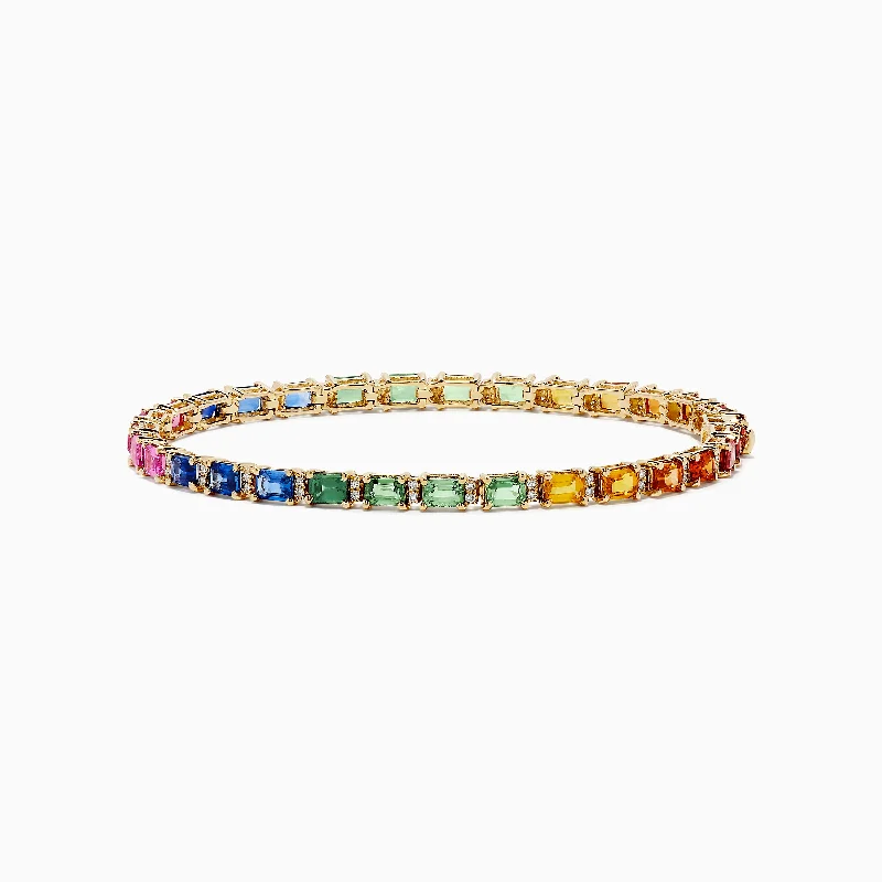 Watercolors 14K Yellow Gold Multi Sapphire and Diamond Bracelet