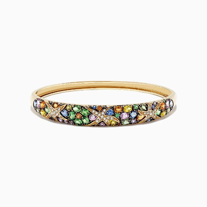 Watercolors 14K Yellow Gold Multi Sapphire & Diamond Bangle, 7.89 TCW