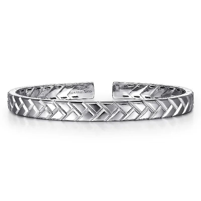 Gabriel & Co. 925 Sterling Silver Open Herringbone Cuff Bangle