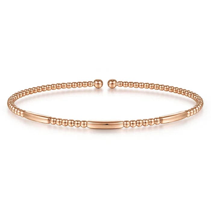 Gabriel & Co. Rose Gold Bujukan Bead Open Bangle