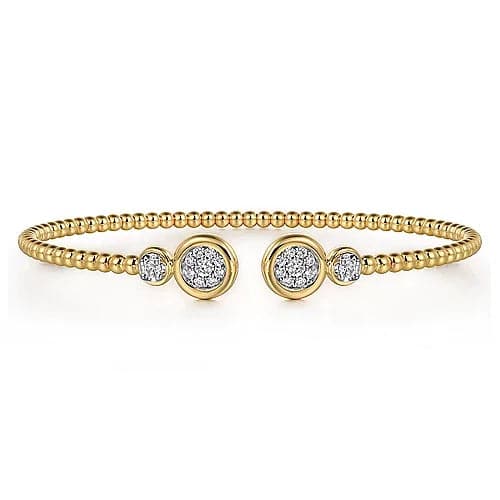 Gabriel & Co. White and Yellow Gold Diamond Bujukan Bangle