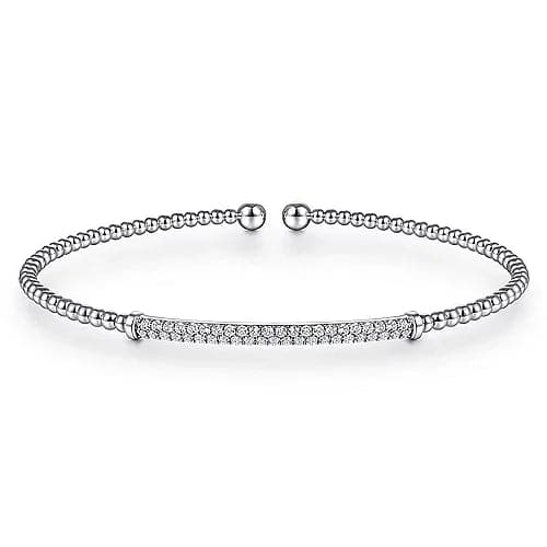 Gabriel & Co. White Gold Bujukan Diamond Bar Split Bangle