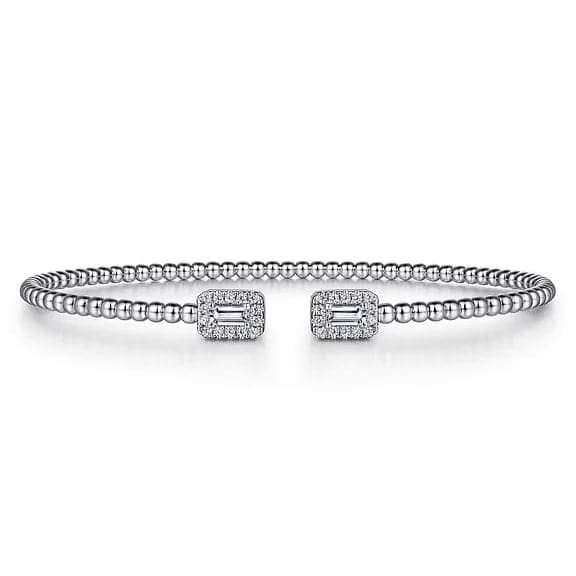 Gabriel & Co. White Gold Diamond Open Cuff Bangle