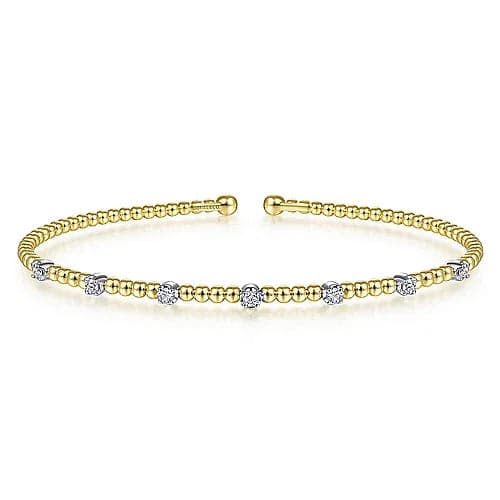 Gabriel & Co. White-Yellow Gold Bujukan Diamond Stations Bangle