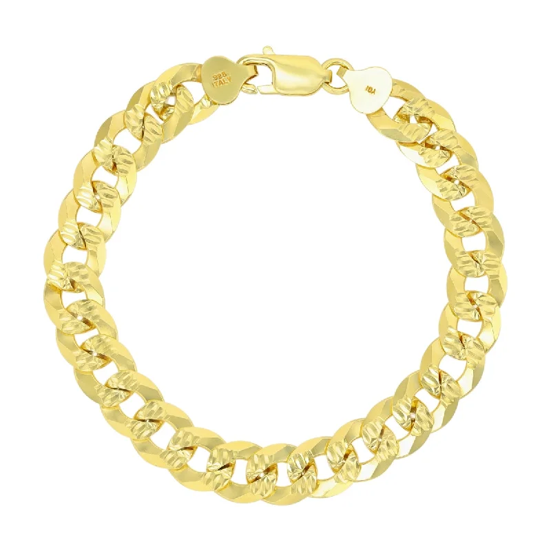 Luxe Layers 14KT Yellow Gold Plated Sterling Silver 8.5-inch 10MM Diamond-cut Curb Bracelet