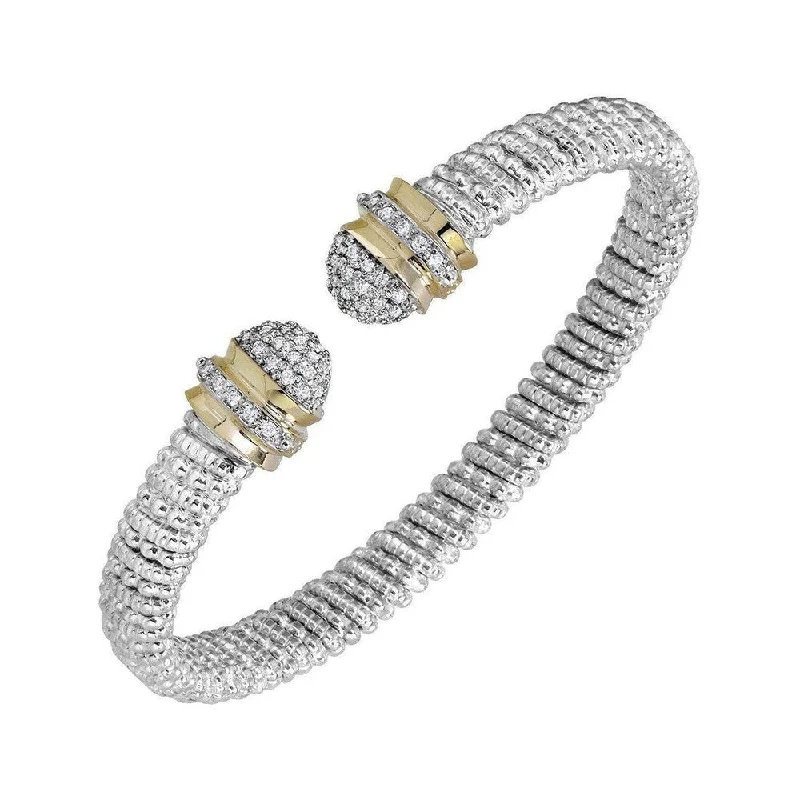 Open Bracelet  Gold and Diamond Tips