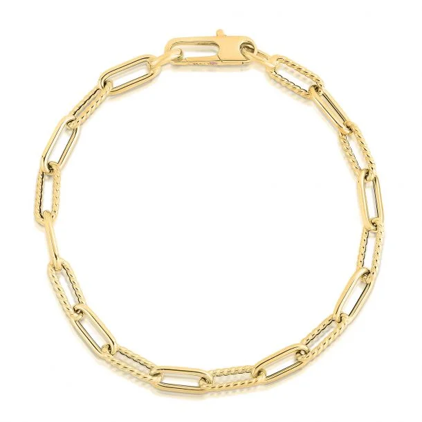 Roberto Coin Alternating Fluted Link Paperclip Bracelet