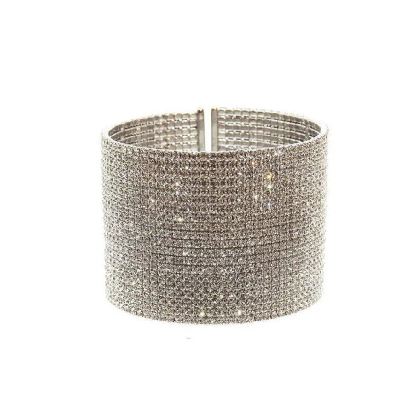 Silver Crystal Pave Cuff