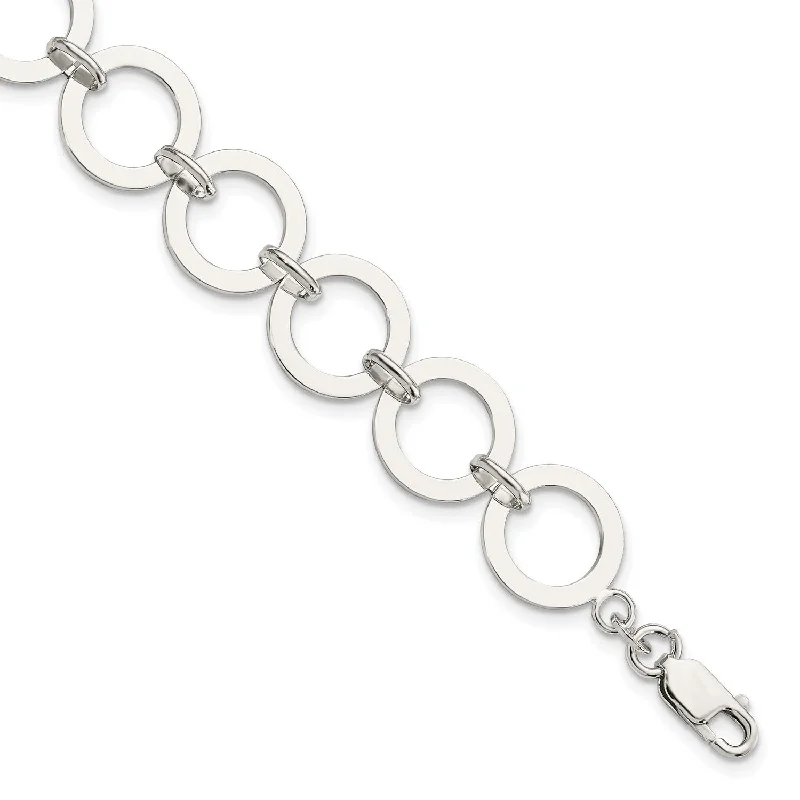 Sterling Silver 7.5-inch 13MM Fancy Lobster Clasp Circle Bracelet