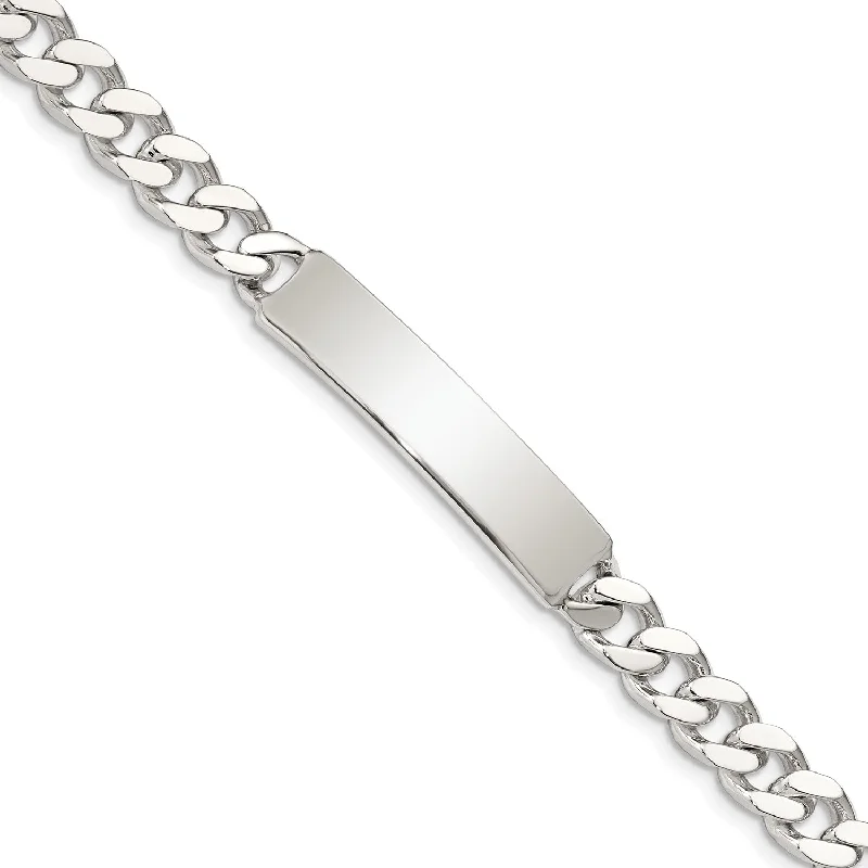 Sterling Silver 8-inch 8MM Lobster Clasp Curb ID Bracelet