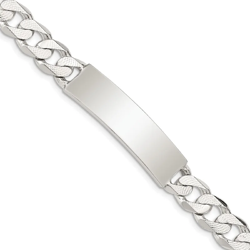 Sterling Silver 8-inch 9MM Lobster Clasp Curb ID Bracelet