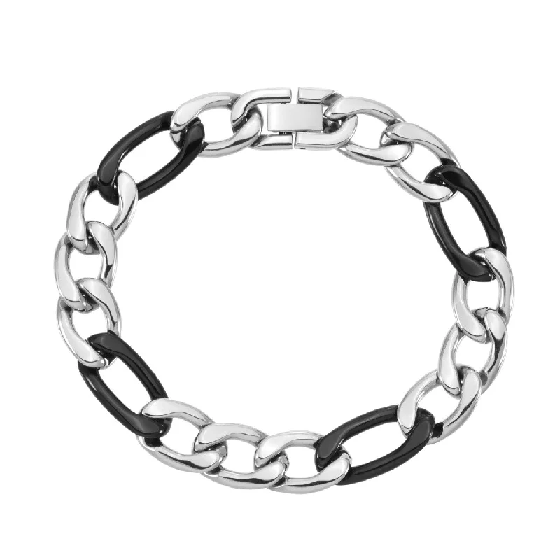 Titán by Adrian Gonzalez Collection 8.5-Inch Two-Tone Stainless Steel Figaro Bracelet