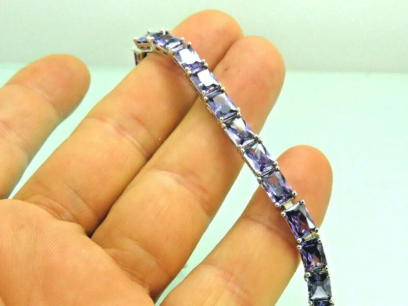 Turkish Handmade Jewelry 925 Sterling Silver Amethyst Stone Womens Bracelet