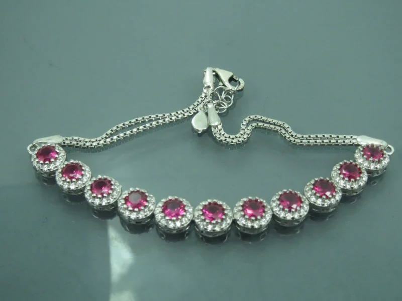 Turkish Handmade Jewelry 925 Sterling Silver Ruby Stone Womens Bracelet