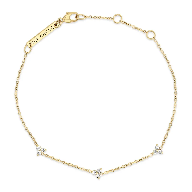 Zoe Chicco 14K Yellow Gold Diamond Trio Station Bracelet