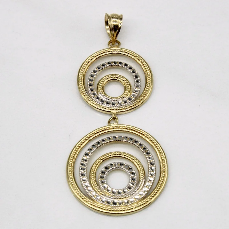 10k Two Tone Gold Circle Drop Pendant