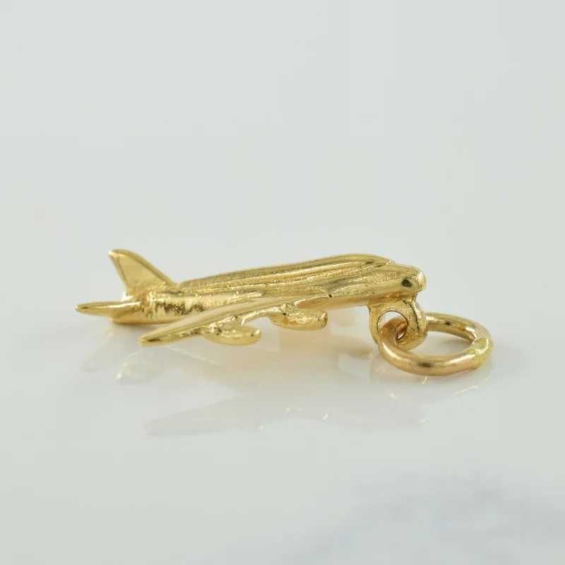 10k Yellow Gold Airplane Charm |