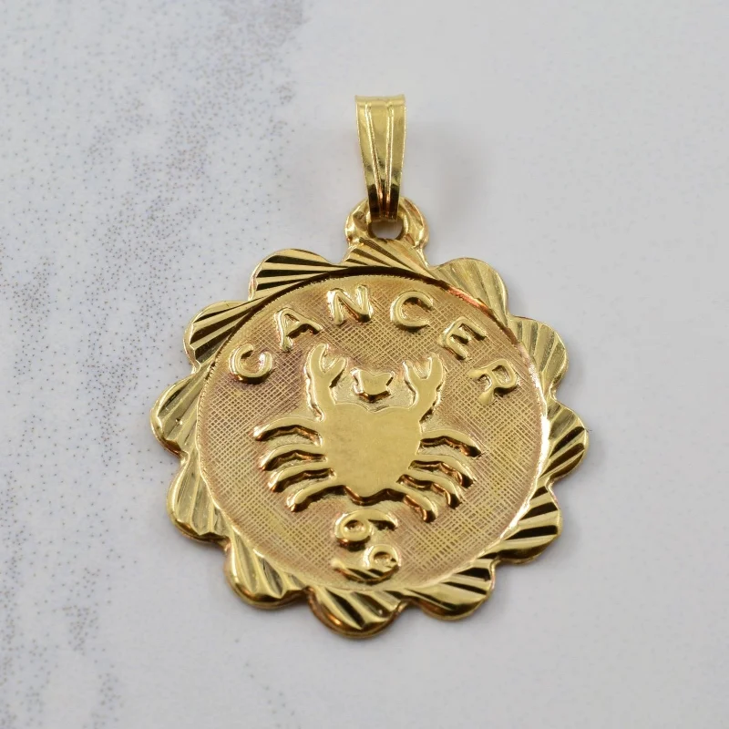 10k Yellow Gold 'Cancer' Crab Pendant |