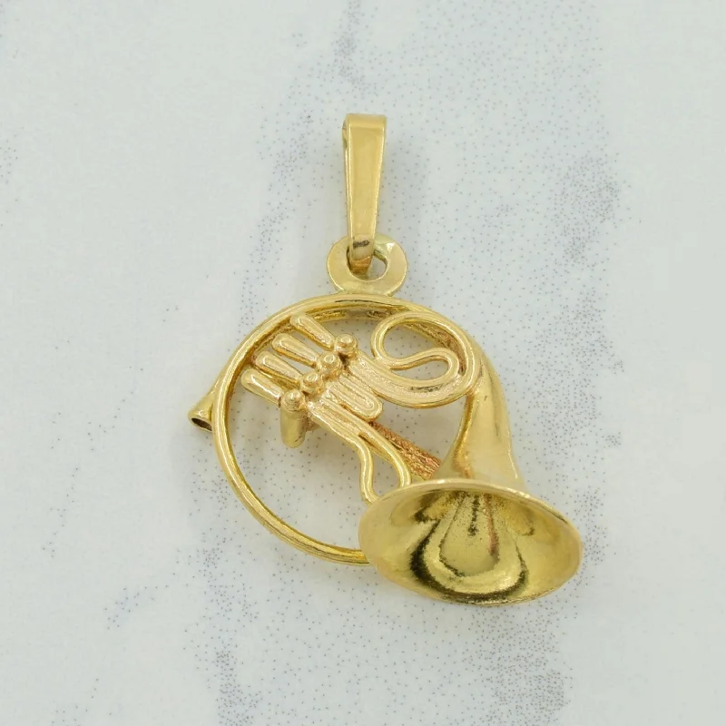 10k Yellow Gold French Horn Pendant |