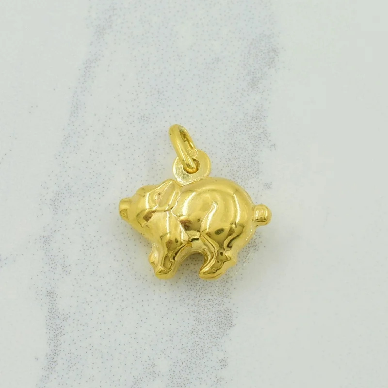 10k Yellow Gold Pig Charm |