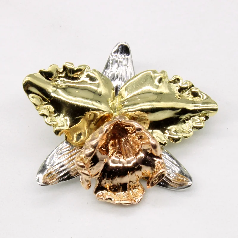 14k Tri Tone Gold Flower Pendant