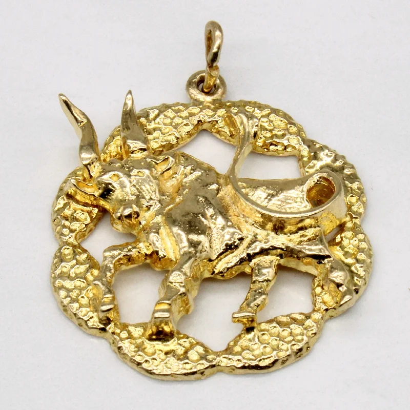 14k Yellow Gold Bull Pendant