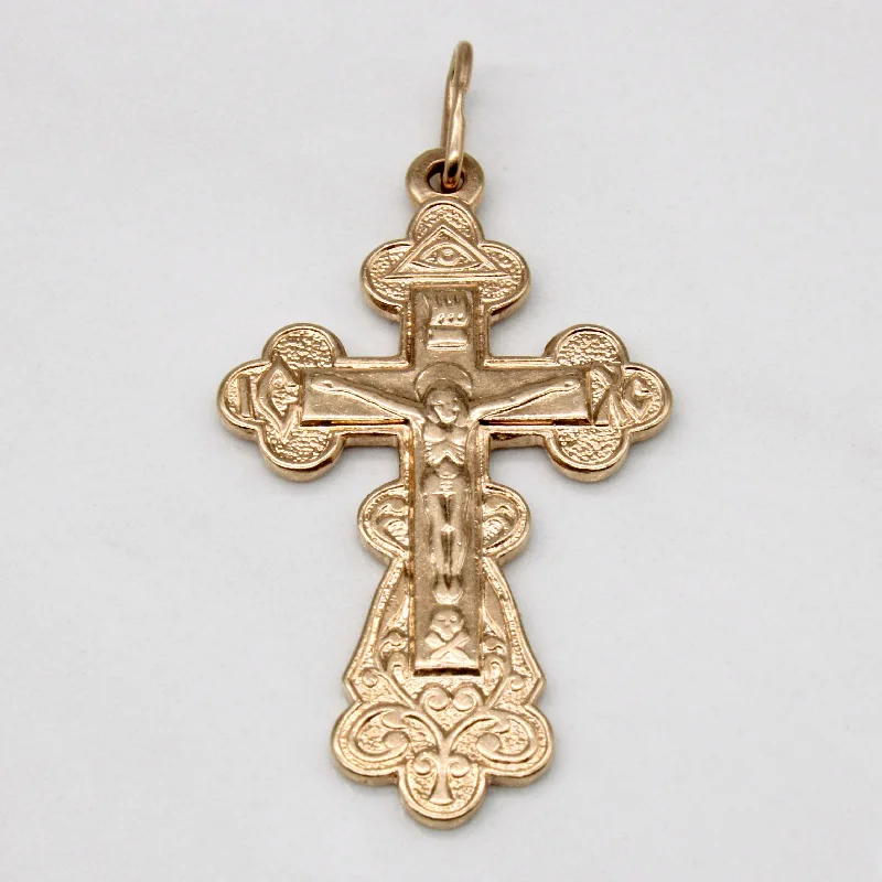 14k Yellow Gold Crucifix Charm