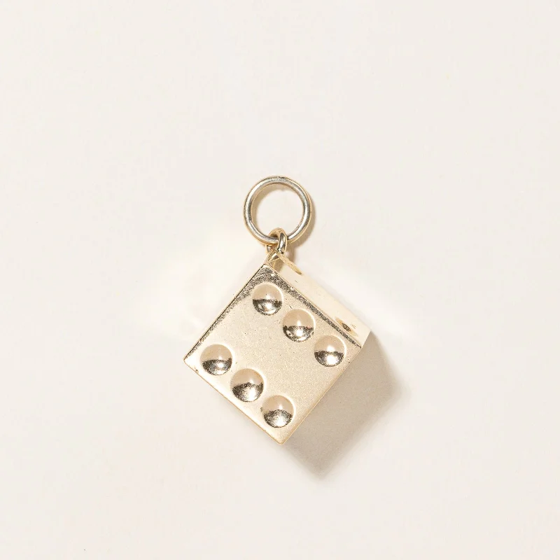 14k Yellow Gold Dice Charm