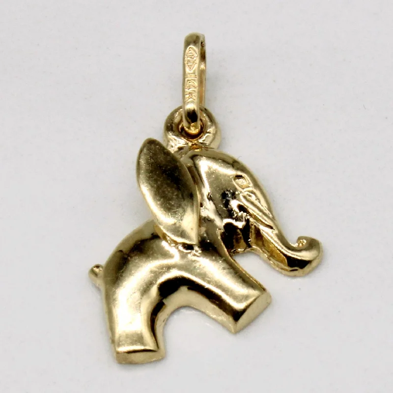 14k Yellow Gold Elephant Charm