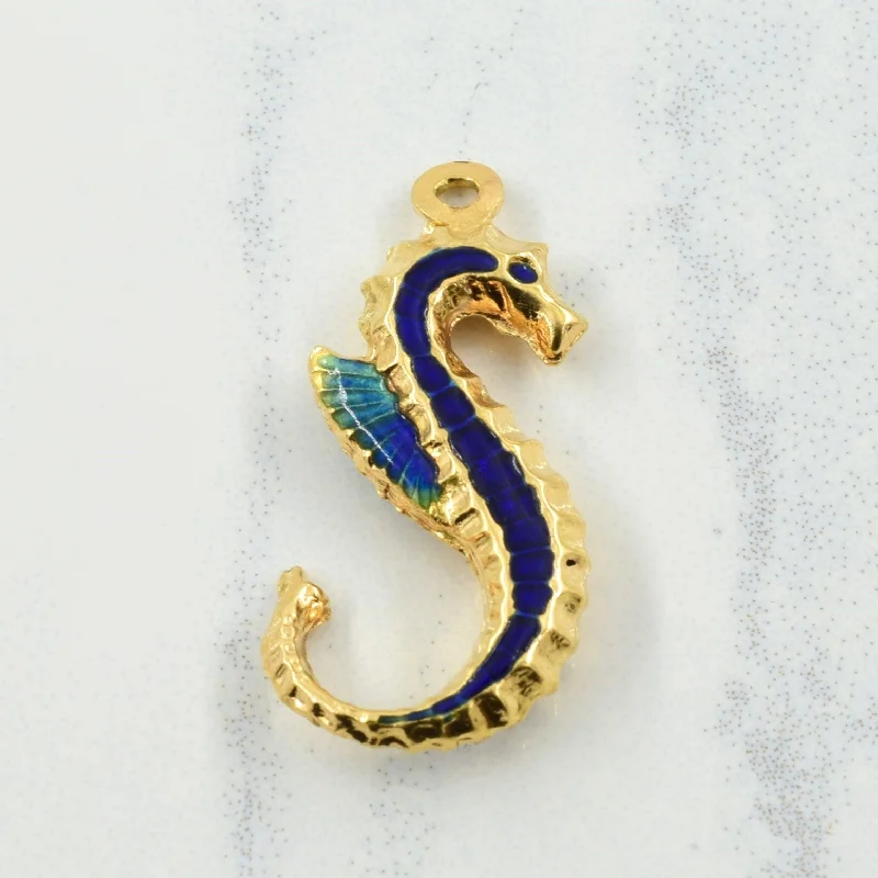 14k Yellow Gold & Enamel Seahorse Pendant |