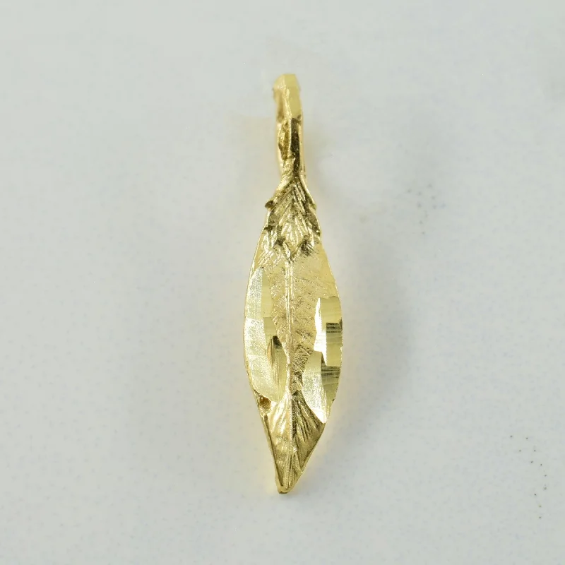 14k Yellow Gold Feather Pendant |