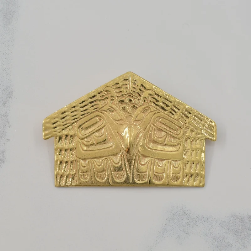 14k Yellow Gold Indigenous Art Pendant |