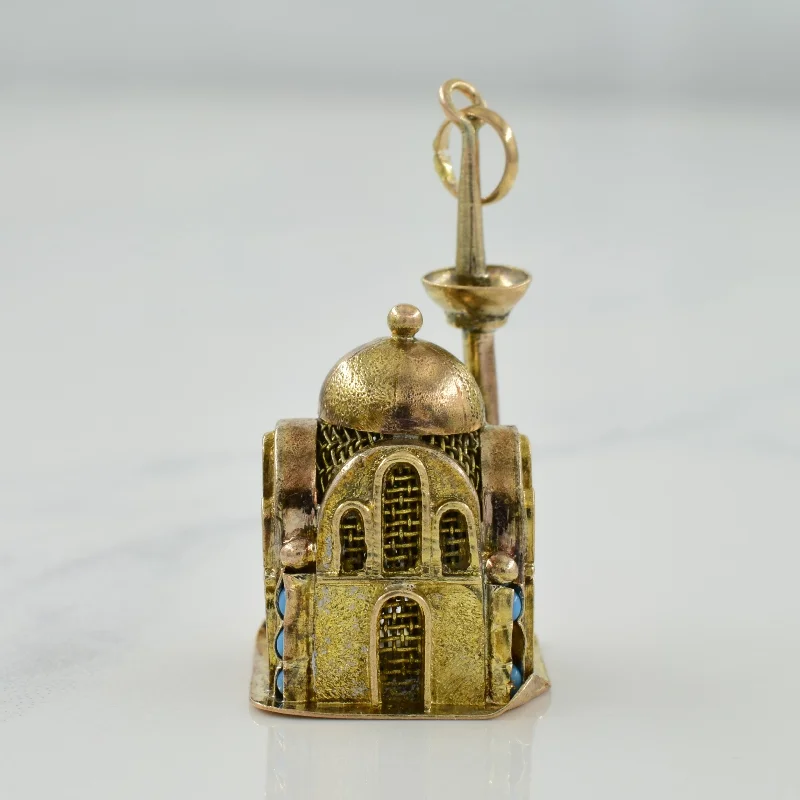 14k Yellow Gold Mosque Charm |