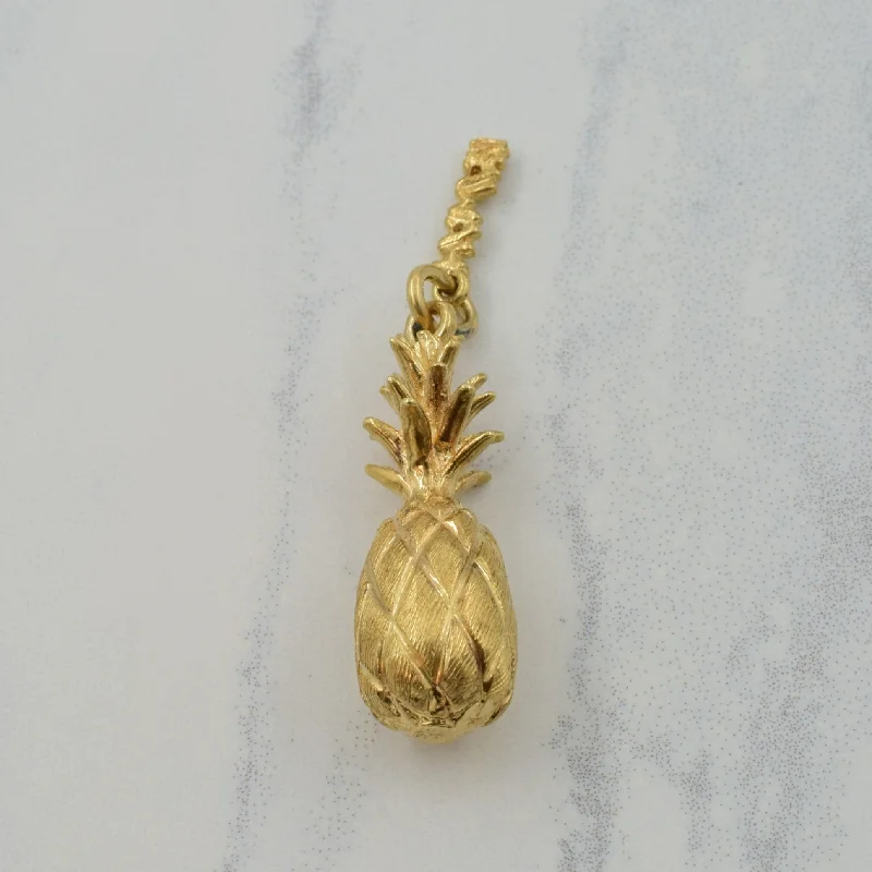 14k Yellow Gold Pineapple & 'Hawaii' Charm |