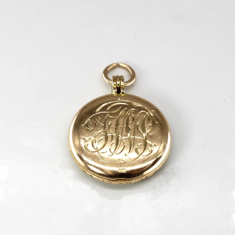 14k Yellow Gold Textured Signet Locket