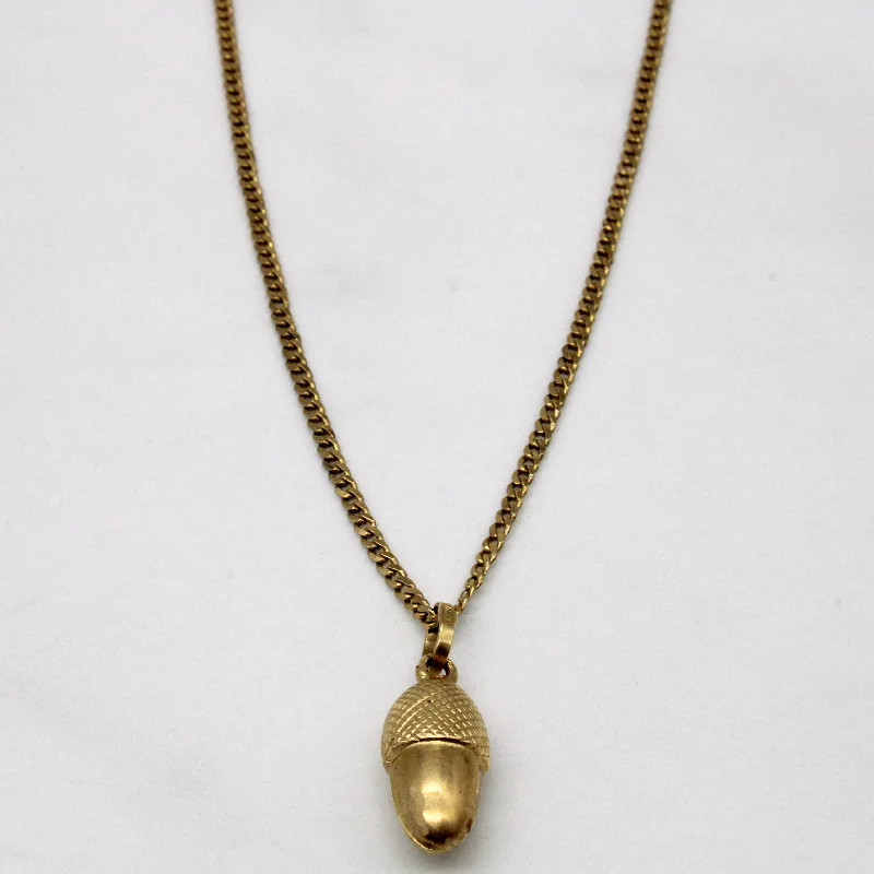 18k Yellow Gold Acorn Pendant Necklace | 15" |