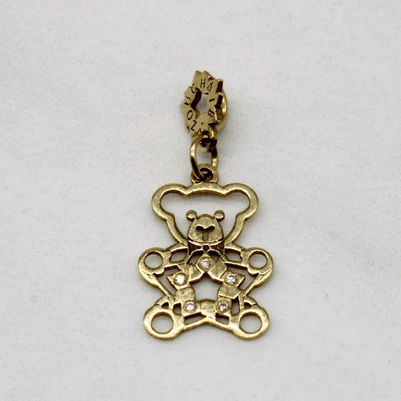 18k Yellow Gold Bear Pendant with Diamonds | 0.01ctw |