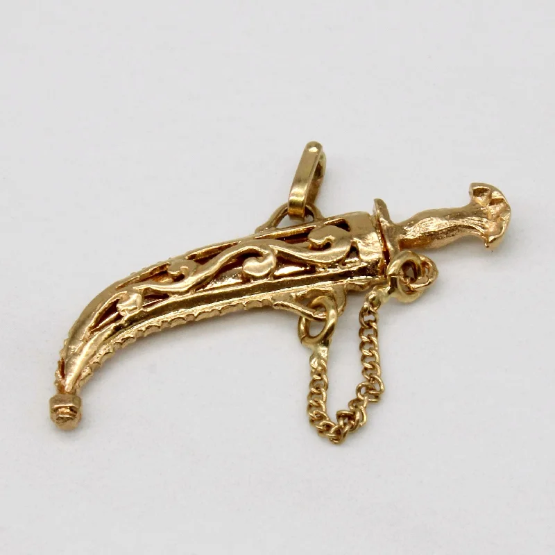 18k Yellow Gold Knife Pendant