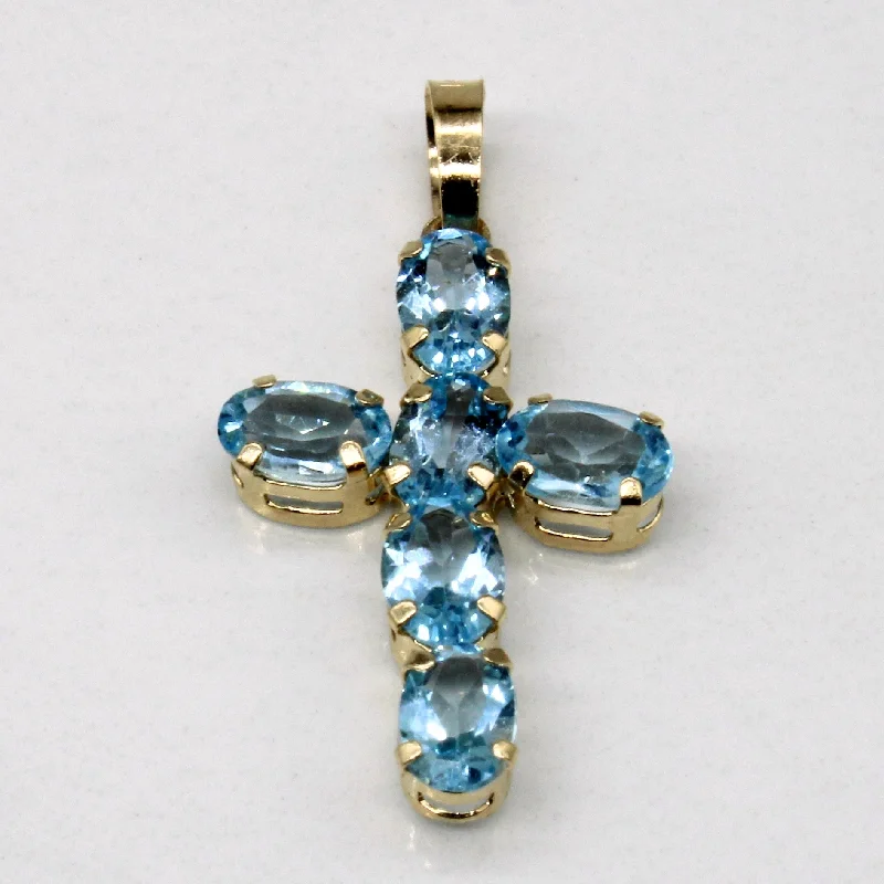 Blue Topaz Cross Pendant | 3.00ctw |