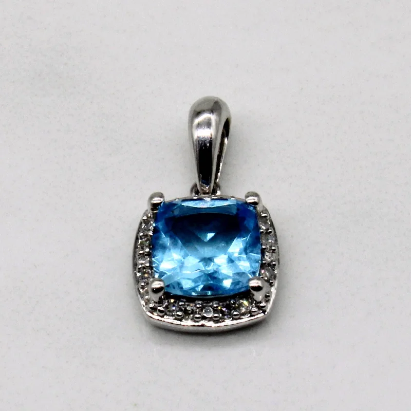 Blue Topaz & Diamond Pendant | 0.90ct, 0.04ctw |