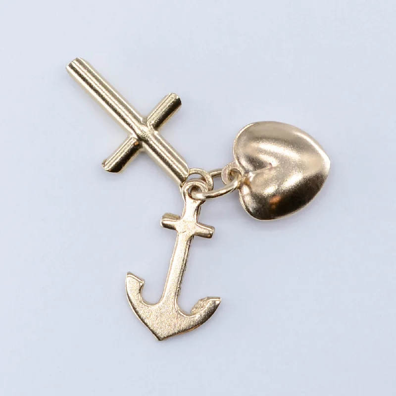 10k Heart, Anchor and Cross Charm