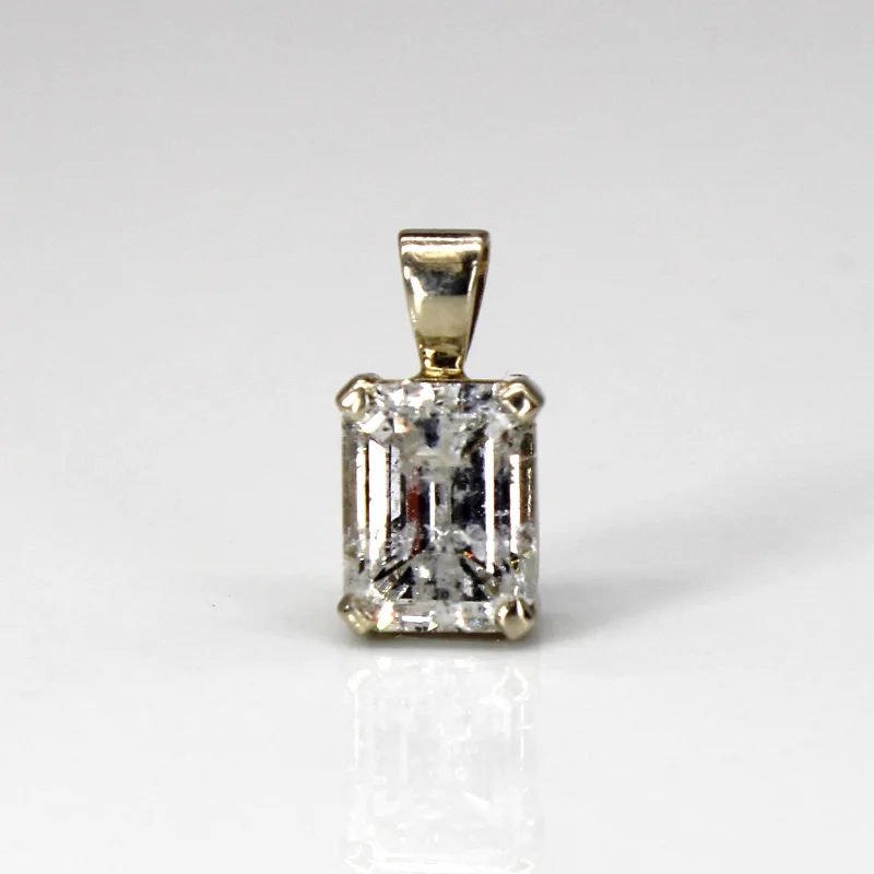 Emerald Cut Diamond Solitaire 14k Pendant | 2.10ct |