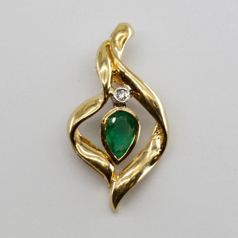 Emerald & Diamond 14k Pendant | 0.51ct, 0.02ctw |