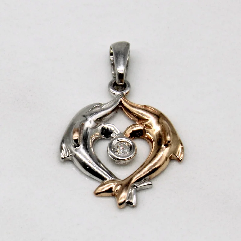 Diamond Twin Dolphin Pendant | 0.03ct |