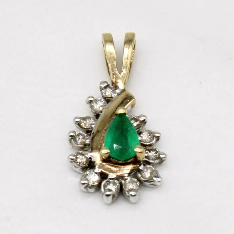 Emerald & Diamond Halo Pendant | 0.15ct, 0.12ctw |