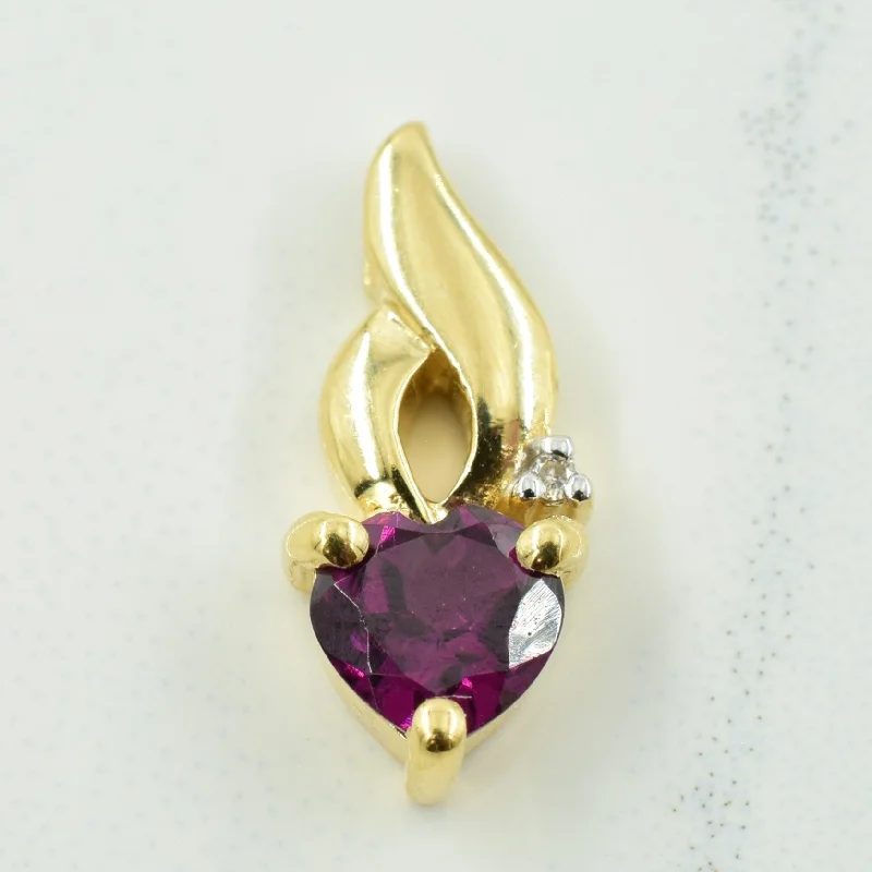 Heart Cut Garnet & Diamond Pendant | 0.60ct, 0.005ct |